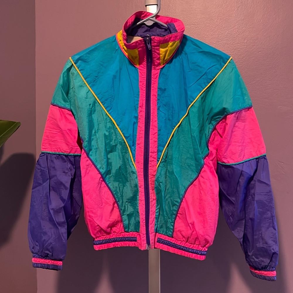 Child’s M or Women’s XS vintage 80s neon ski jacket